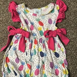 Vibrant Pineapple Print Kids Dress with Pink Accents